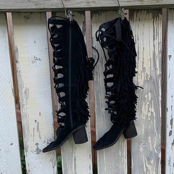 Jeffrey Campbell Secouer Fringe Boot Sandal - Picture 4 of 16